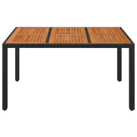 Produktbild för Trädgårdsbord med träskiva svart 150x90x75 cm konstrotting