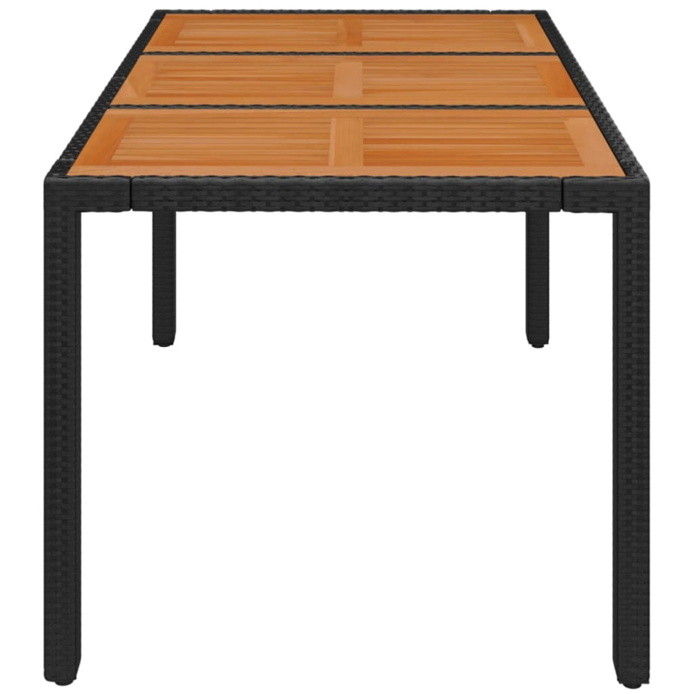 Produktbild för Trädgårdsbord med träskiva svart 150x90x75 cm konstrotting