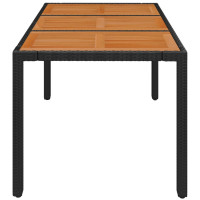 Produktbild för Trädgårdsbord med träskiva svart 150x90x75 cm konstrotting