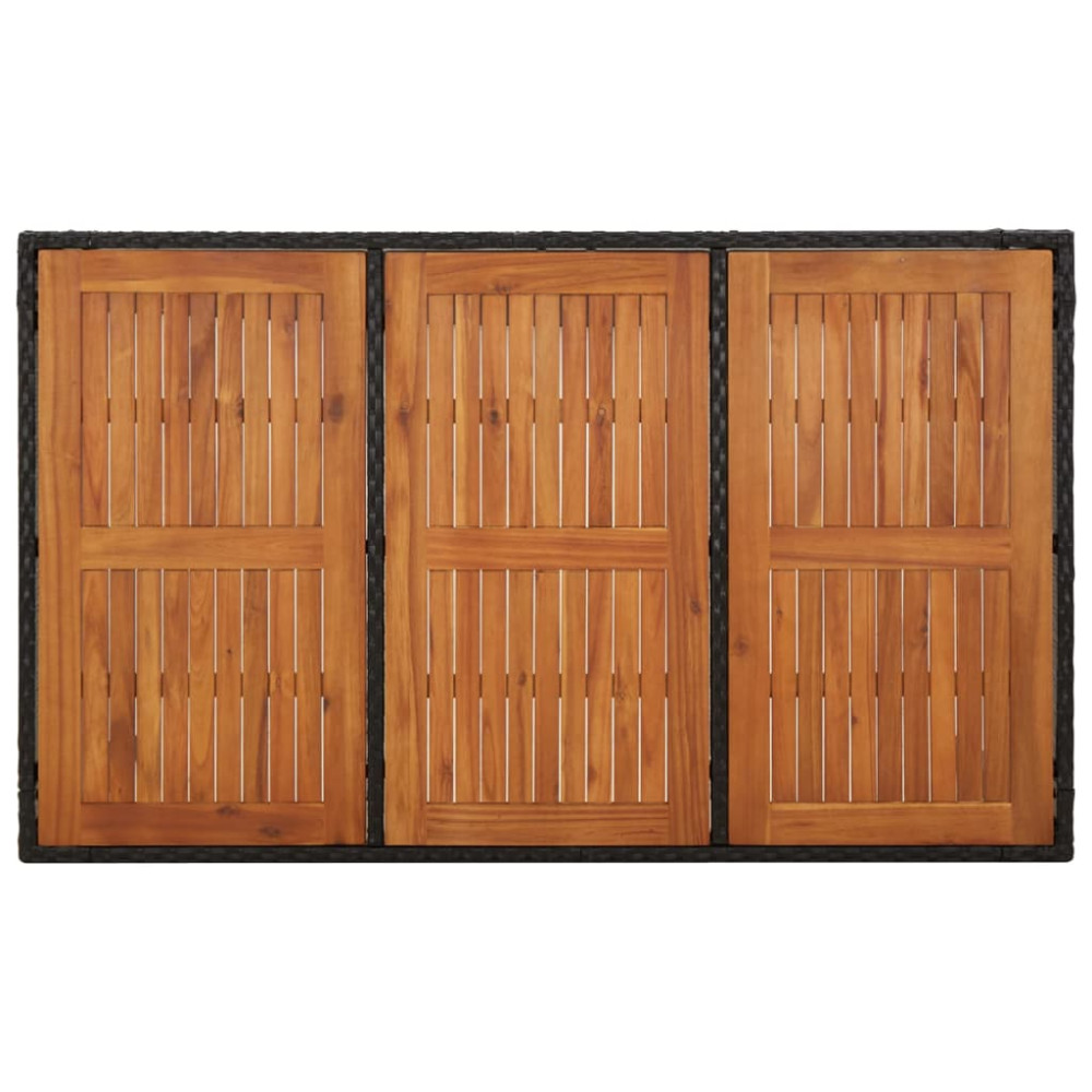Produktbild för Trädgårdsbord med träskiva svart 150x90x75 cm konstrotting