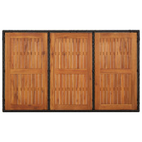 Produktbild för Trädgårdsbord med träskiva svart 150x90x75 cm konstrotting