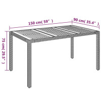 Produktbild för Trädgårdsbord med träskiva svart 150x90x75 cm konstrotting
