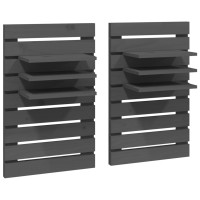 Miniatyr av produktbild för Väggmonterade sängbord 2 st grå massiv furu