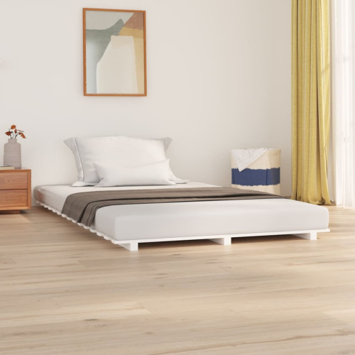 vidaXL Sängram vit 150x200 cm massiv furu - Sängar & Sängramar