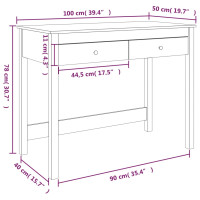 Produktbild för Skrivbord med lådor vit 100x50x78 cm massiv furu