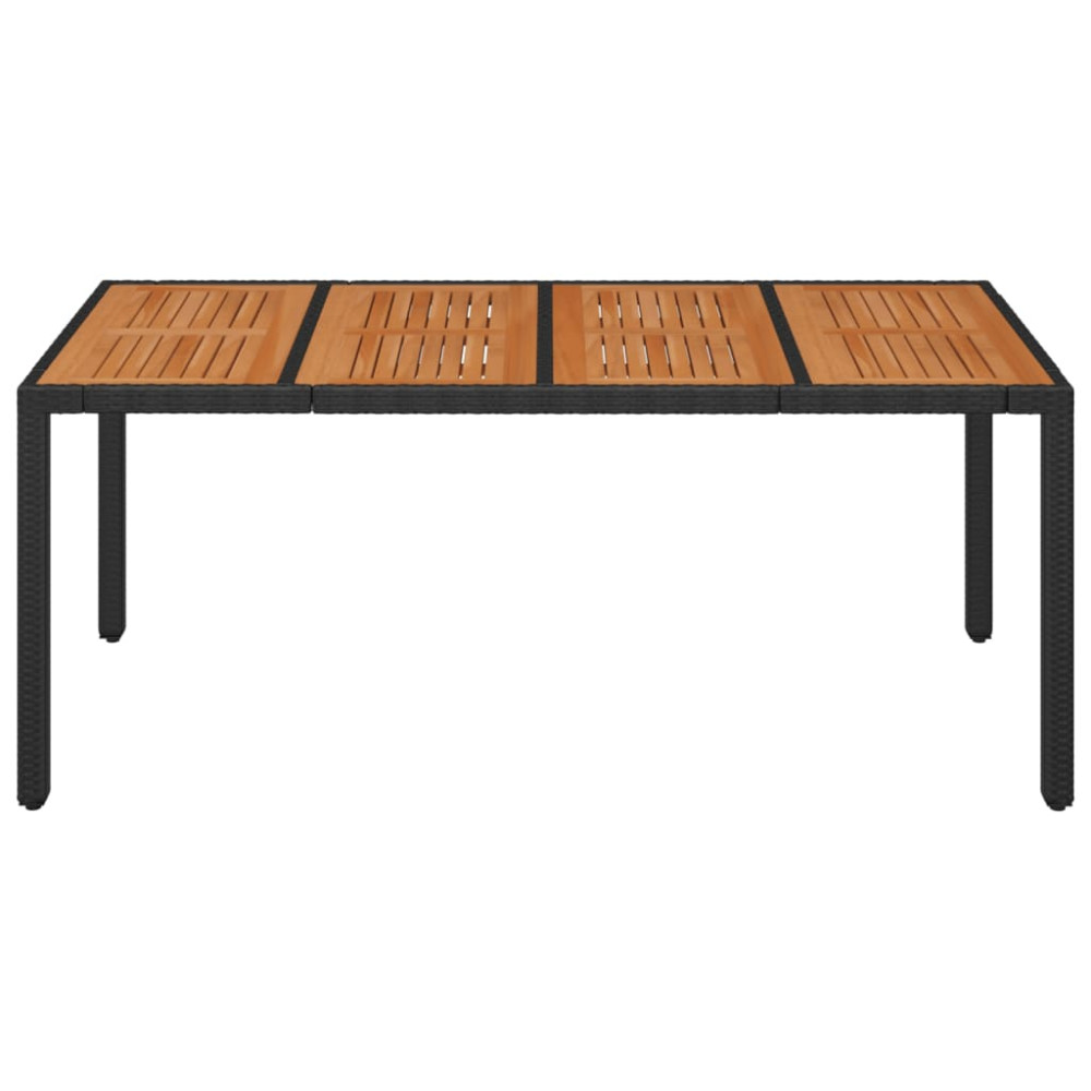 Produktbild för Trädgårdsbord med träskiva svart 190x90x75 cm konstrotting