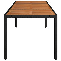 Produktbild för Trädgårdsbord med träskiva svart 190x90x75 cm konstrotting