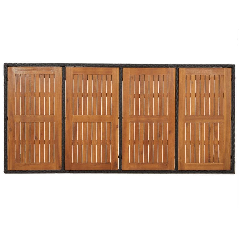 Produktbild för Trädgårdsbord med träskiva svart 190x90x75 cm konstrotting