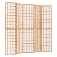 Produktbild för Rumsavdelare med 5 paneler japansk stil 200x170 cm