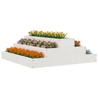 Produktbild för Odlingslåda vit 80x80x27 cm massiv furu