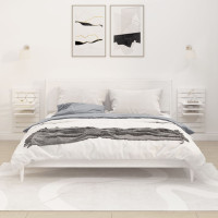 Produktbild för Väggmonterade sängbord 2 st vit massiv furu