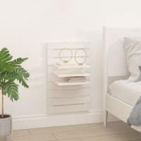 Produktbild för Väggmonterade sängbord 2 st vit massiv furu