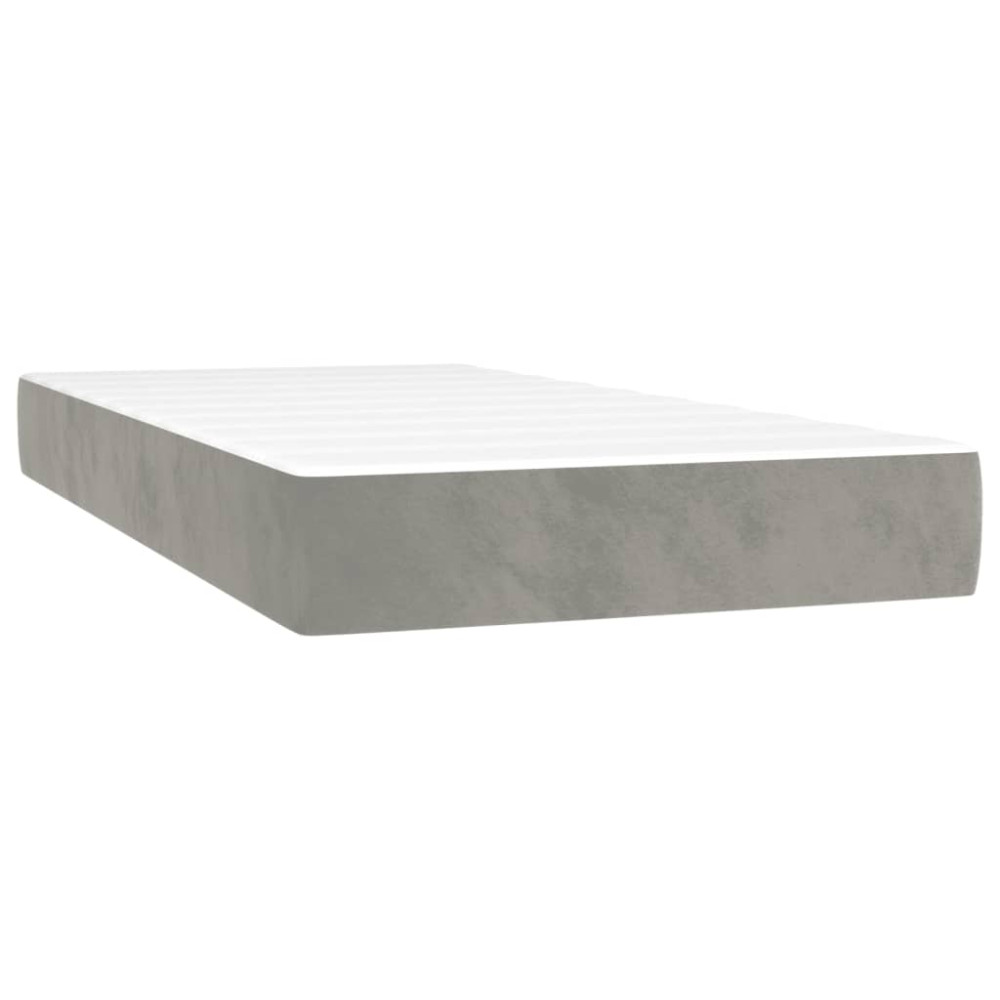 Produktbild för Ramsäng med madrass ljusgrå 90x190 cm sammet