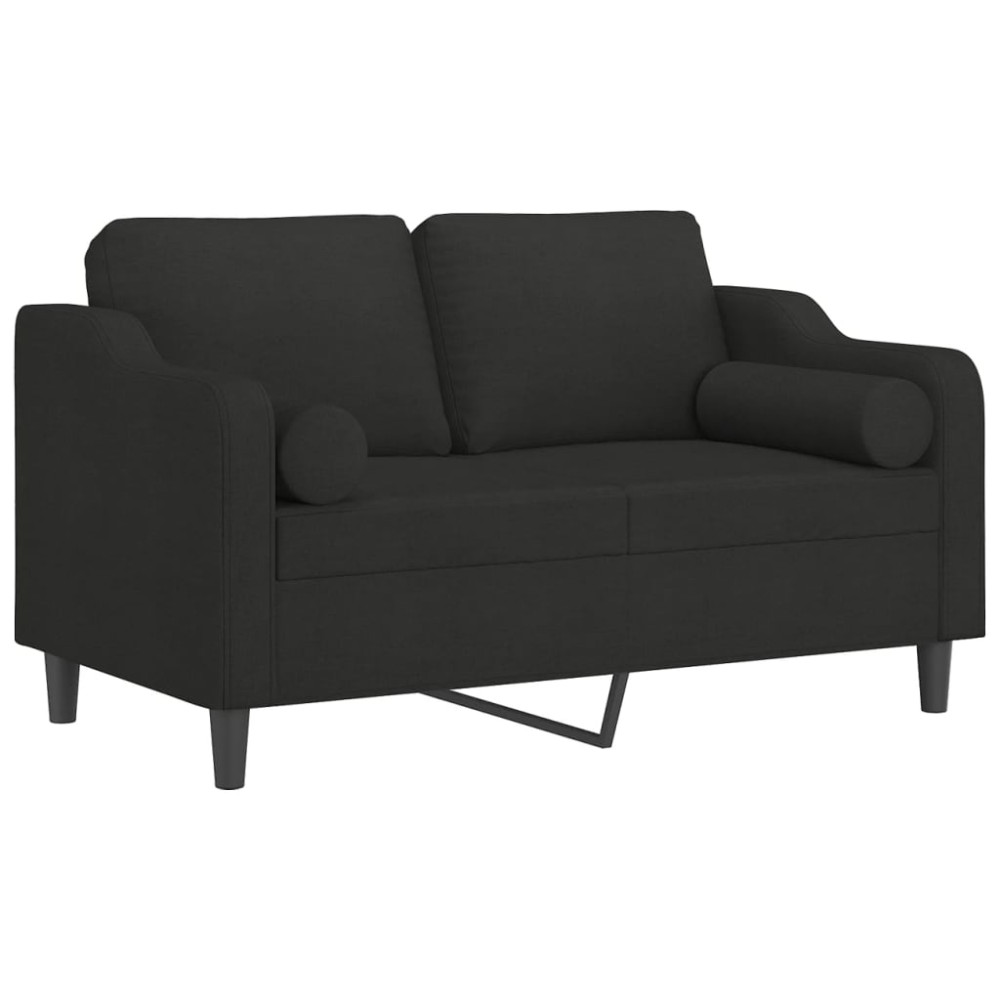 Produktbild för 2-sitssoffa med kuddar&dynor svart 120 cm tyg