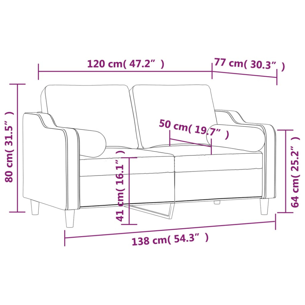 Produktbild för 2-sitssoffa med kuddar&dynor svart 120 cm tyg