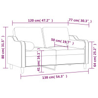 Produktbild för 2-sitssoffa med kuddar&dynor svart 120 cm tyg