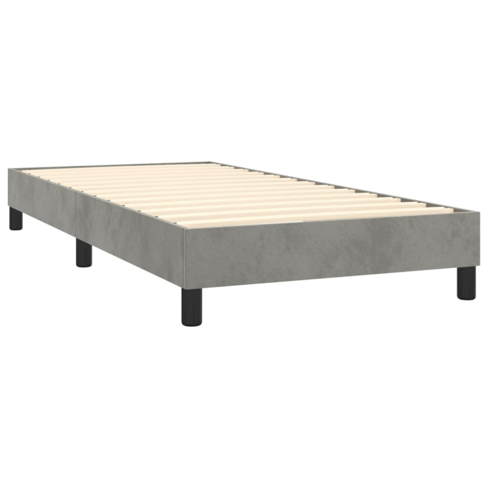Produktbild för Ramsäng med madrass ljusgrå 90x190 cm sammet