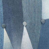 Miniatyr av produktbild för Fåtölj med fotpall blå denim lappmönster kanvas