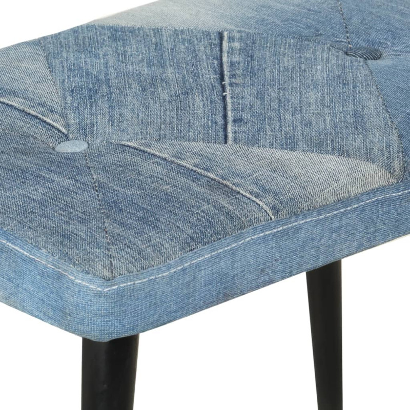 Produktbild för Fåtölj med fotpall blå denim lappmönster kanvas