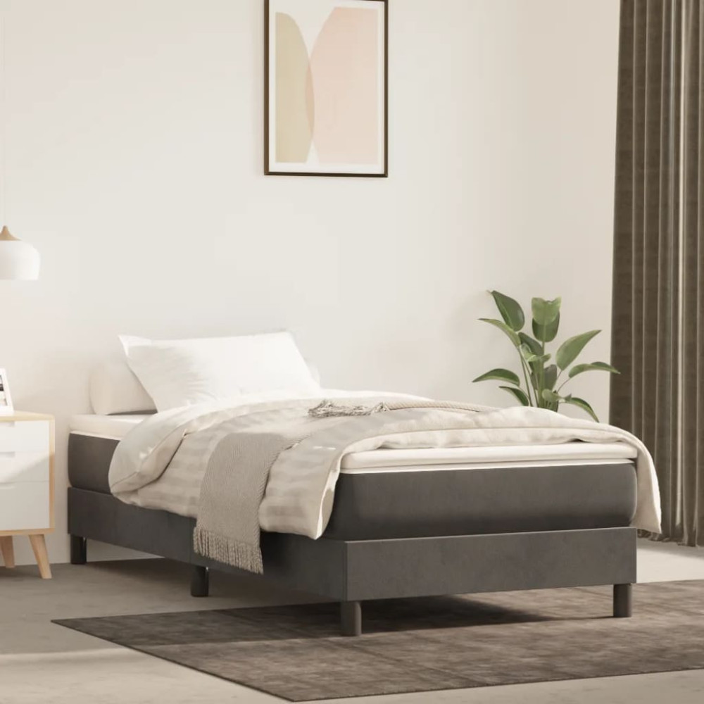 Produktbild för Ramsäng med madrass mörkgrå 80x200 cm sammet