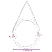 Produktbild för Väggspegel med rem silver Ø 45 cm