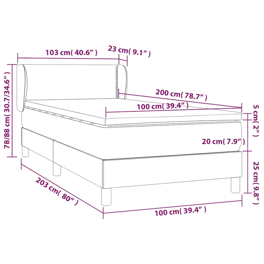 Produktbild för Ramsäng med madrass rosa 100x200 cm sammet