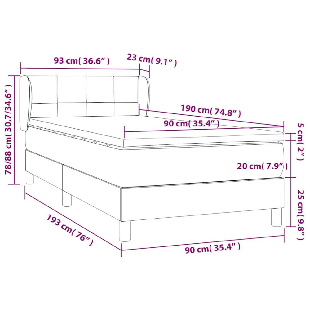 Produktbild för Ramsäng med madrass mörkblå 90x190 cm sammet