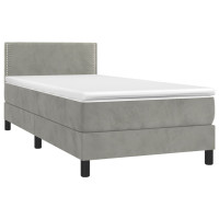 Produktbild för Ramsäng med madrass ljusgrå 100x200 cm sammet