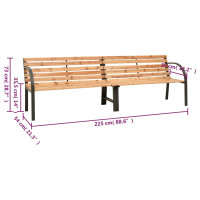 Produktbild för Dubbelbänk 225 cm massivt granträ