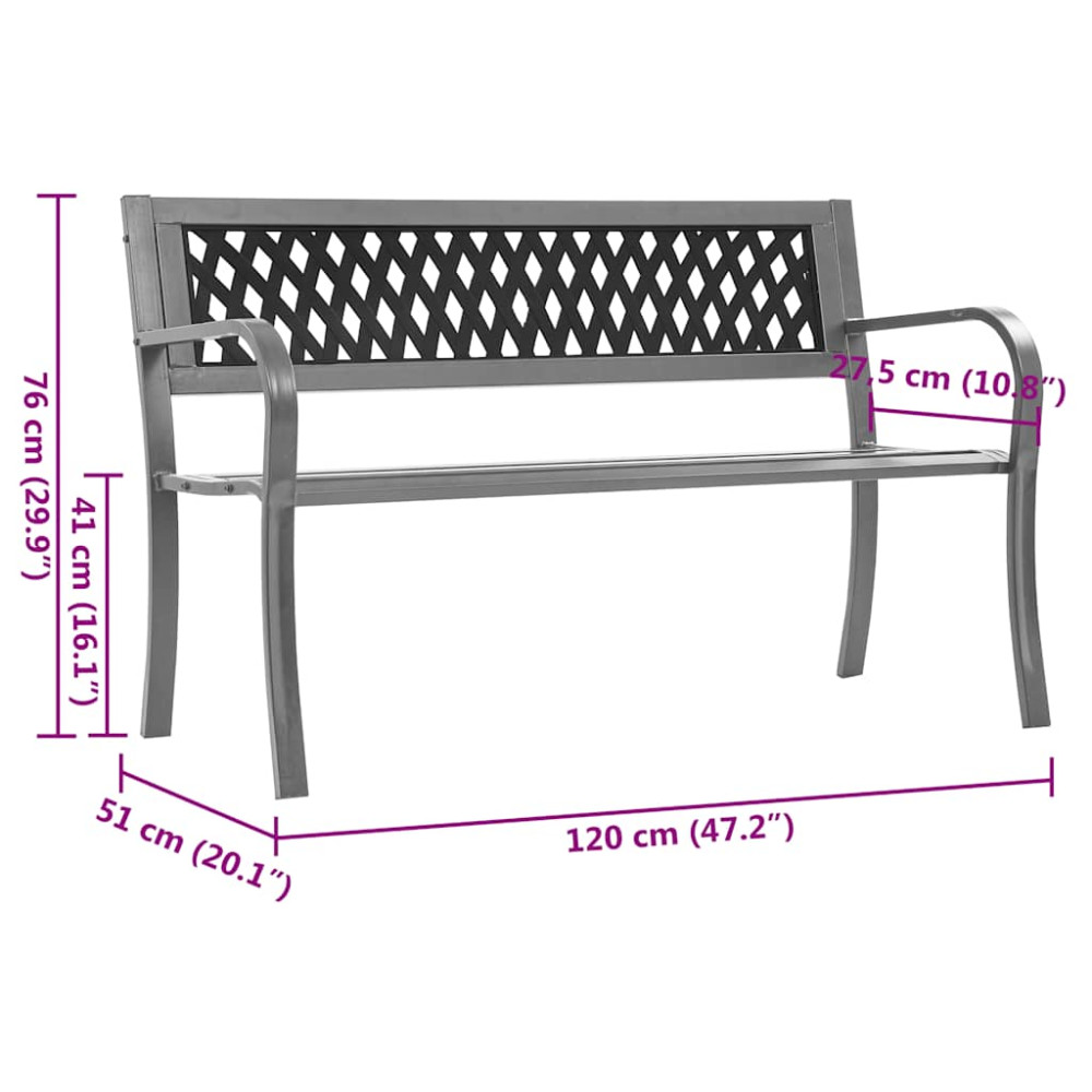 Produktbild för Trädgårdsbänk svart 120 cm stål