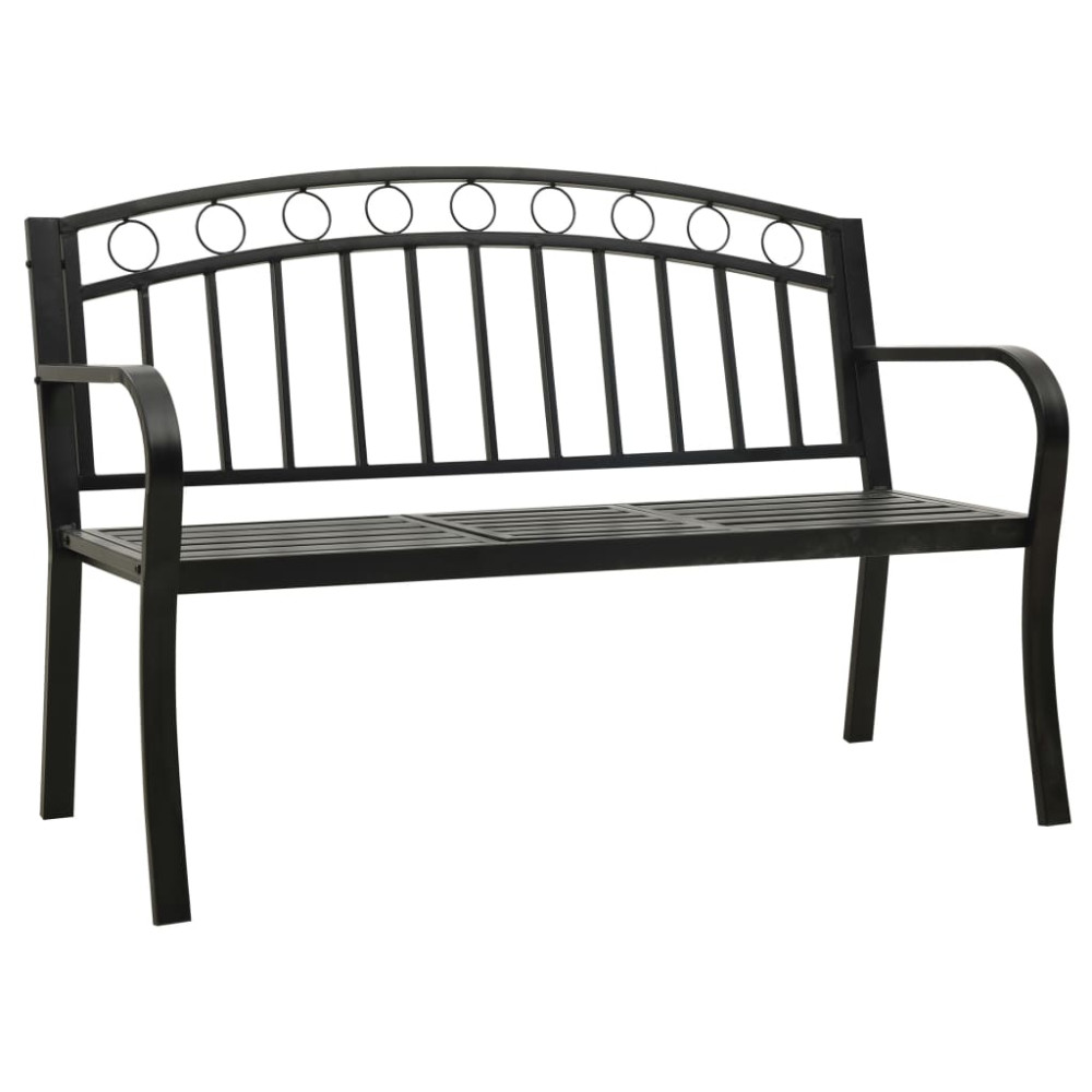 Produktbild för Trädgårdsbänk med bord svart 120 cm stål