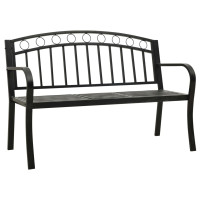 Produktbild för Trädgårdsbänk med bord svart 120 cm stål
