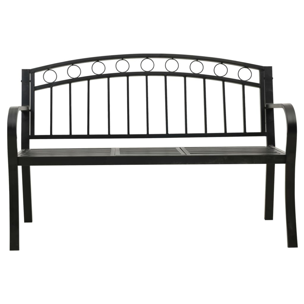 Produktbild för Trädgårdsbänk med bord svart 120 cm stål