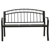 Produktbild för Trädgårdsbänk med bord svart 120 cm stål