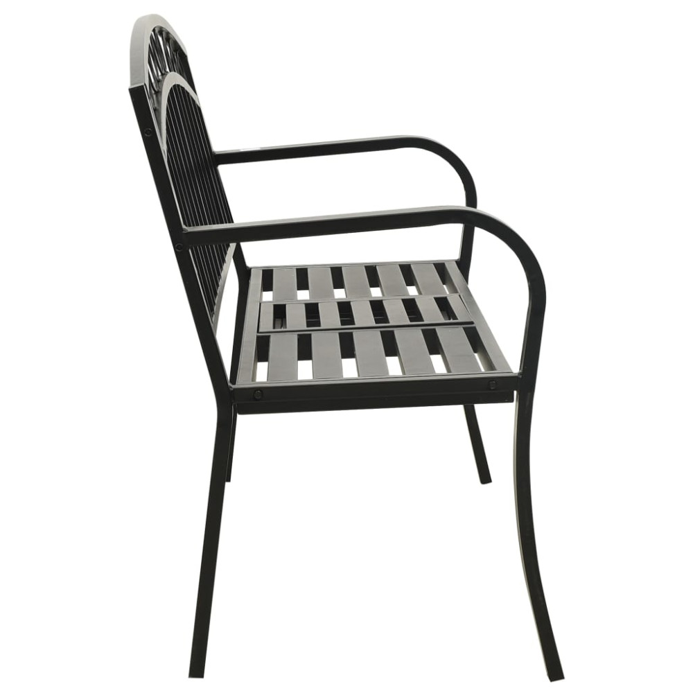 Produktbild för Trädgårdsbänk med bord svart 120 cm stål