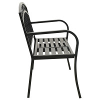Produktbild för Trädgårdsbänk med bord svart 120 cm stål