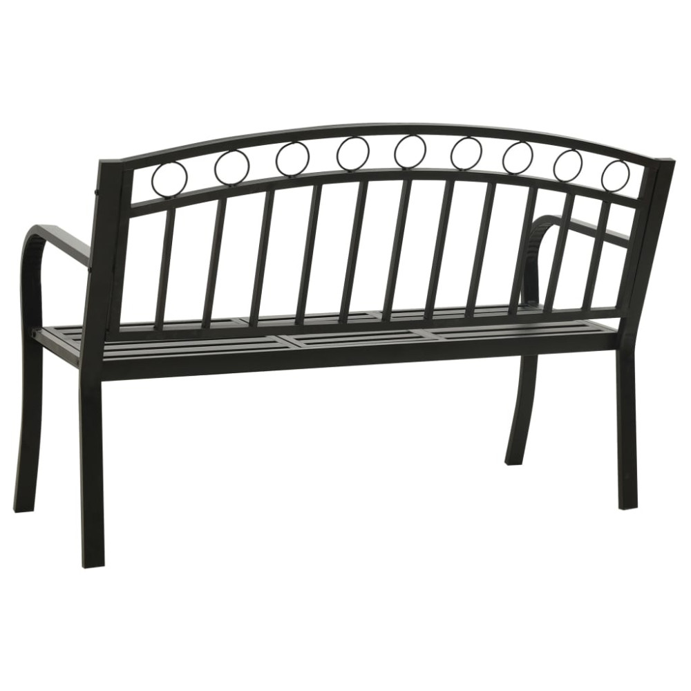 Produktbild för Trädgårdsbänk med bord svart 120 cm stål
