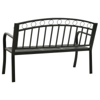 Produktbild för Trädgårdsbänk med bord svart 120 cm stål