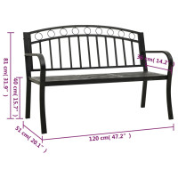 Produktbild för Trädgårdsbänk med bord svart 120 cm stål