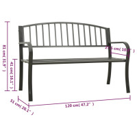 Produktbild för Trädgårdsbänk grå 120 cm stål