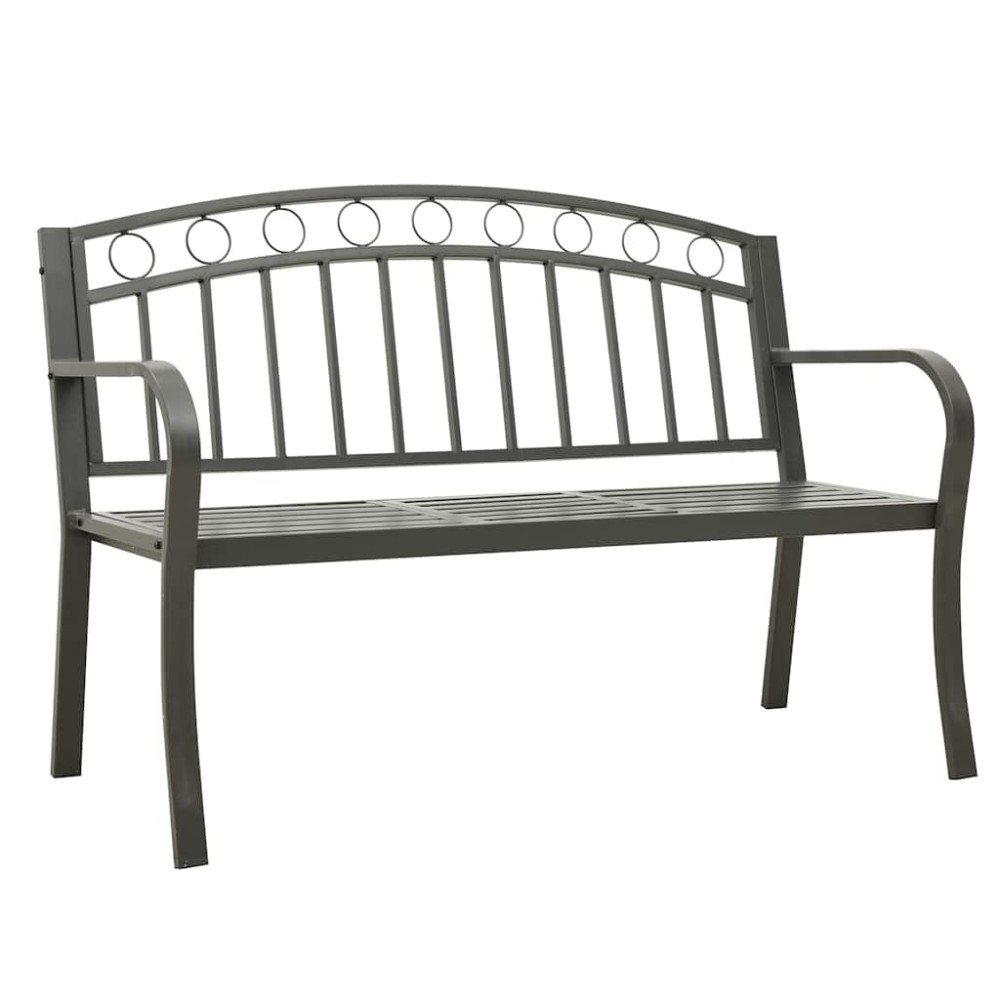 Produktbild för Trädgårdsbänk med bord grå 120 cm stål