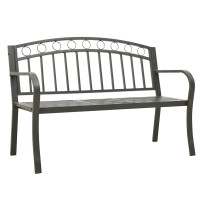 Produktbild för Trädgårdsbänk med bord grå 120 cm stål