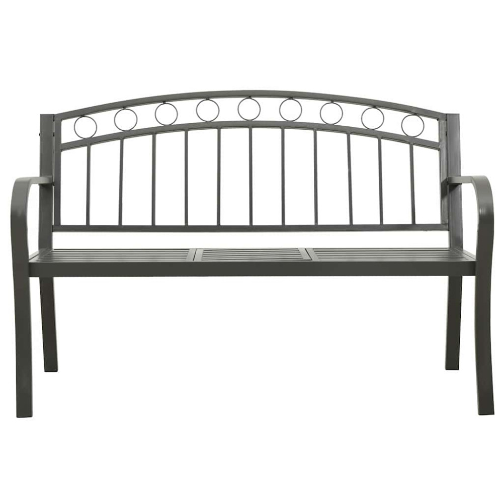 Produktbild för Trädgårdsbänk med bord grå 120 cm stål