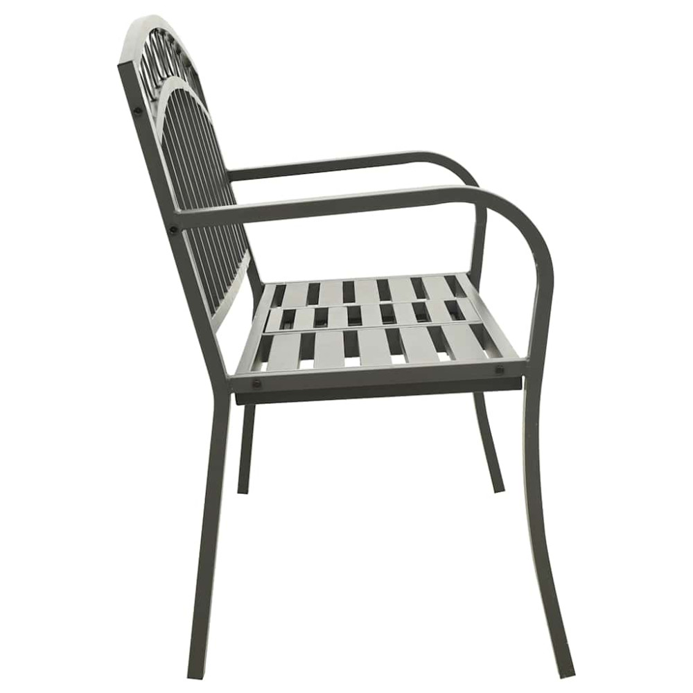 Produktbild för Trädgårdsbänk med bord grå 120 cm stål
