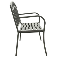 Produktbild för Trädgårdsbänk med bord grå 120 cm stål