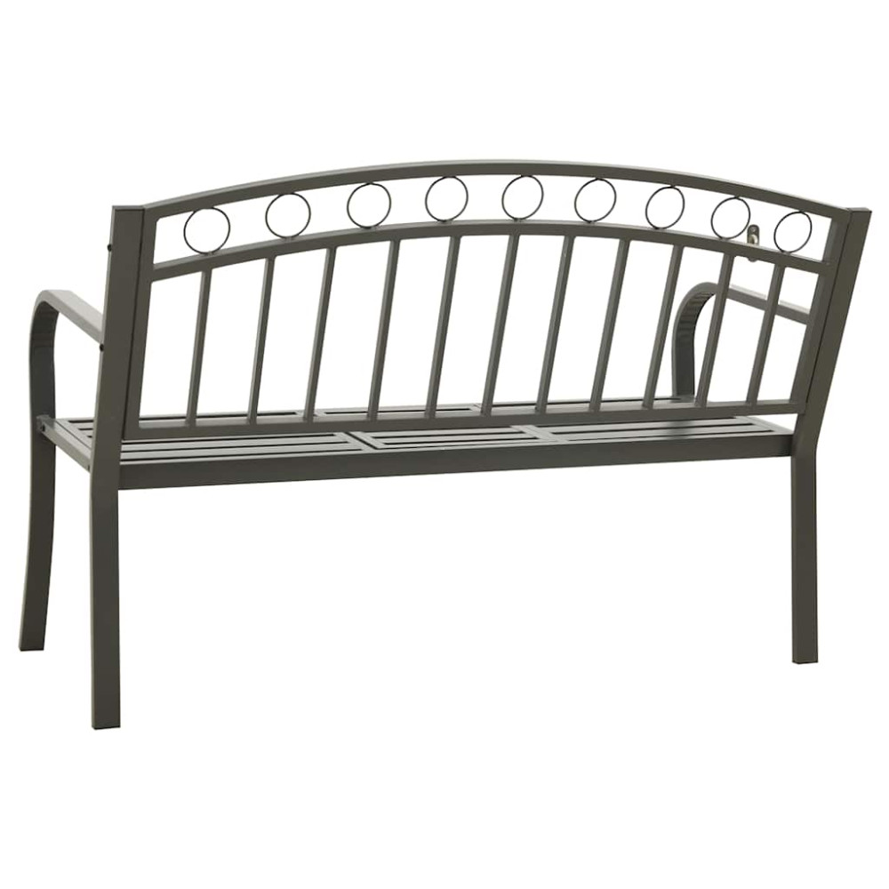 Produktbild för Trädgårdsbänk med bord grå 120 cm stål
