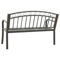 Produktbild för Trädgårdsbänk med bord grå 120 cm stål