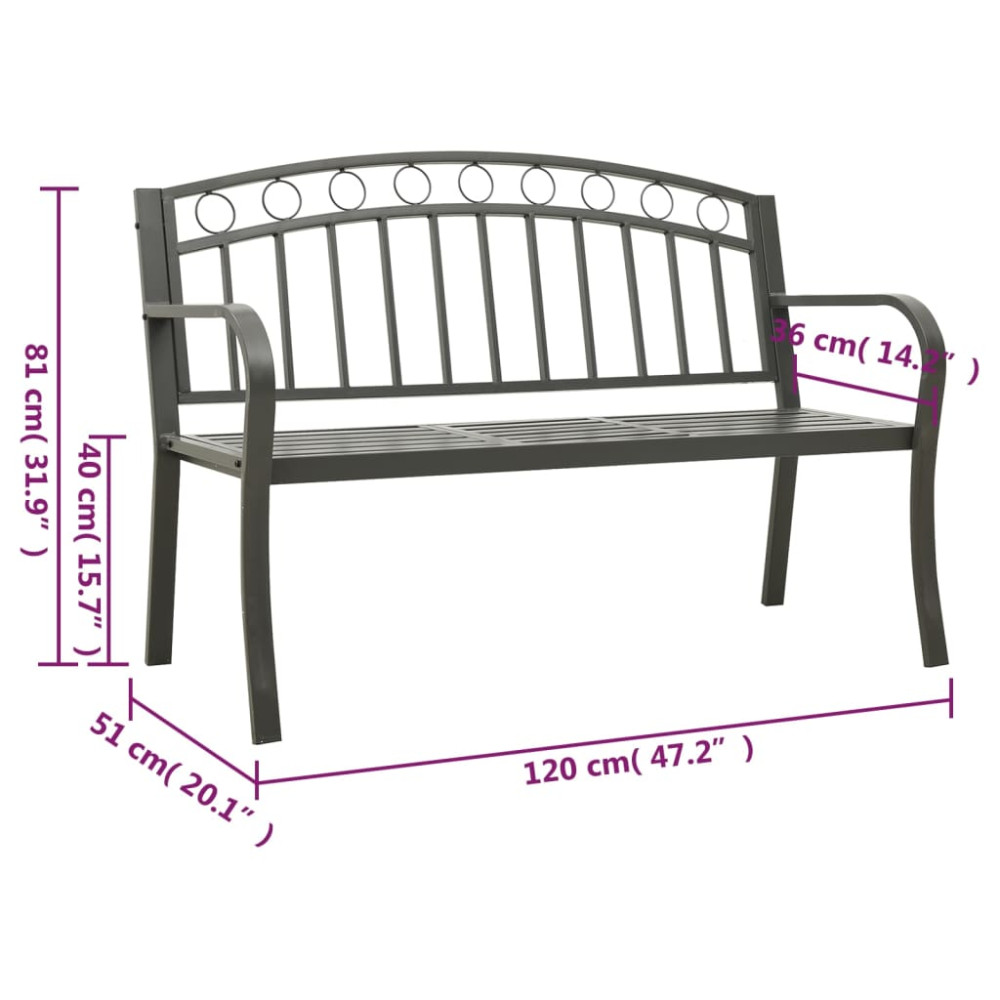 Produktbild för Trädgårdsbänk med bord grå 120 cm stål