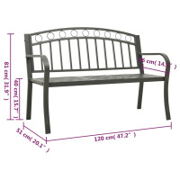 Produktbild för Trädgårdsbänk med bord grå 120 cm stål