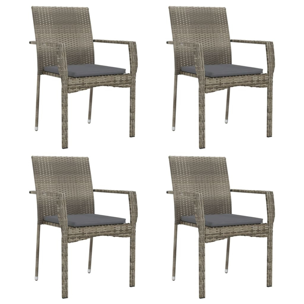 Produktbild för Trädgårdsstolar med dynor 4 st konstrotting grå
